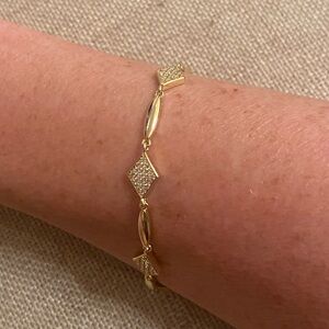 Gold CZ bracelet, 7.5”, NWOT